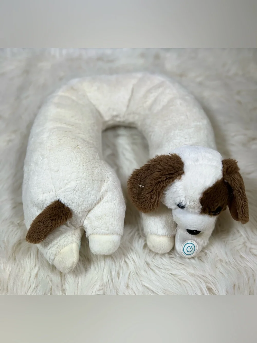 Plush Puppy Dog U-Shaped Neck Pillow Massager Battery Operated Travel Pillow